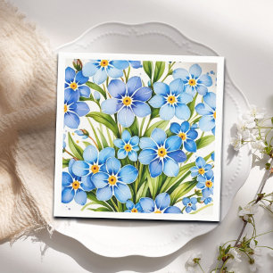 Blue Forget Me Not Flowers Elegant Napkin