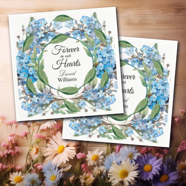 Blue Forget Me Not Flowers Funeral Napkin (Creator Uploaded)