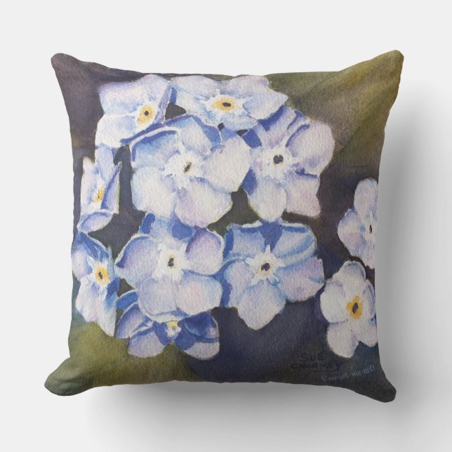 BLUE FORGET-ME-NOT FLOWERS PATIO CUSHION (Front)