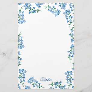 Blue Forget Me Not Frame Stationery