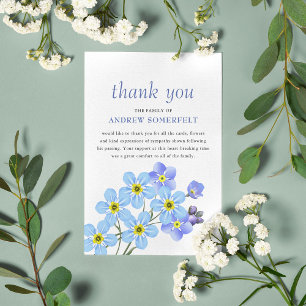 Blue Forget-Me-Not Funeral Thank You Card