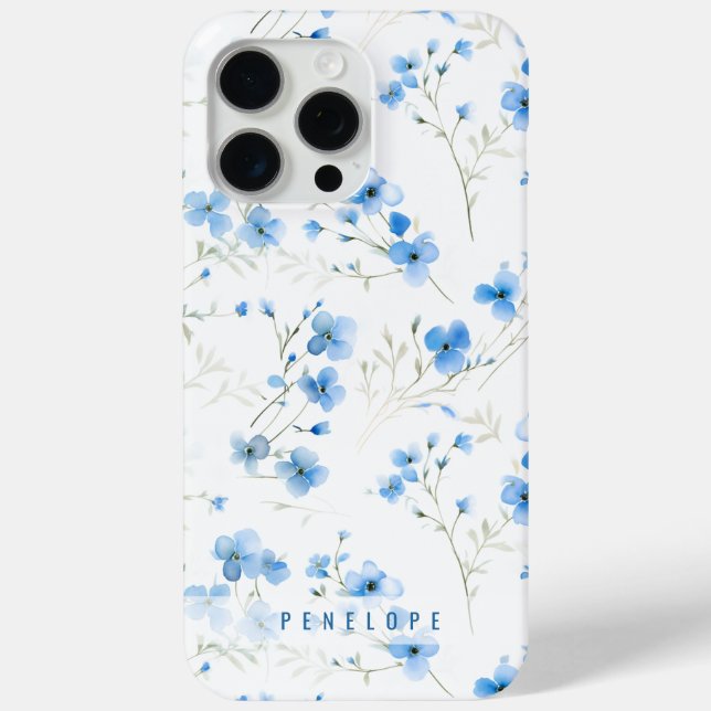 Blue Forget me not  personalised iPhone case   (Back)