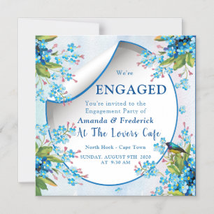 Blue forget-me-nots Engagement Magnetic Invitation