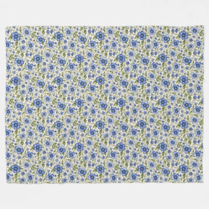 Blue Forget-Me-Nots Floral Fleece  Blanket
