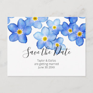Blue Forget Me Nots  Save the Date Postcard