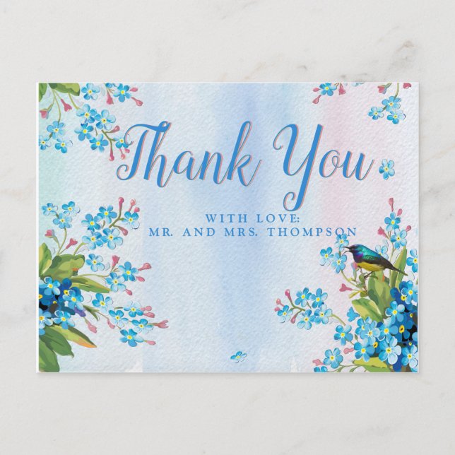 Blue forget-me-nots Thank You Postcard (Front)