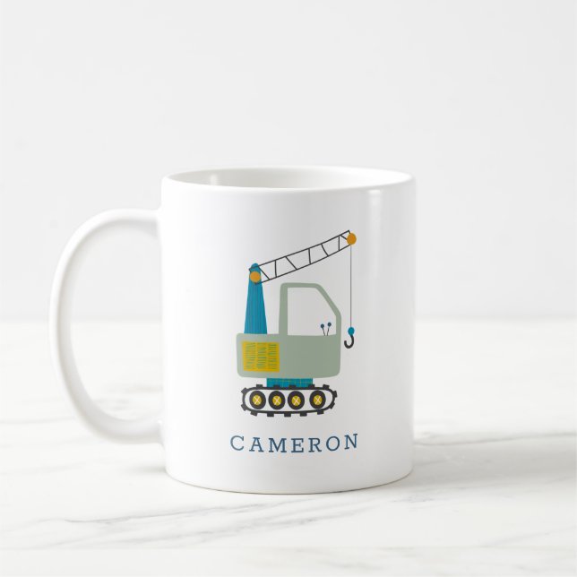 Blue Forklift Truck Art Personalised Name Coffee Mug (Left)