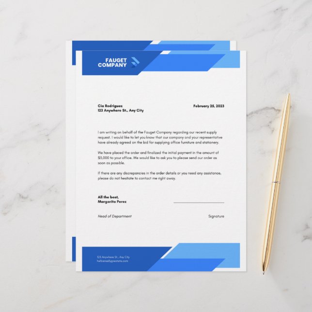 Blue Formal Company Letterhead (Front/Back In Situ)