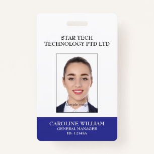 Blue Formal Professional Business Company Employee ID Badge