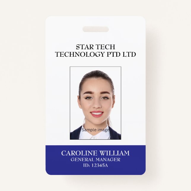 Blue Formal Professional Business Company Employee ID Badge (Front)