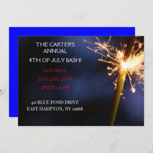 Blue Fourth of July  Independence Day  Sparkler Invitation