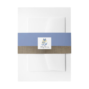 Blue Fox Burlap Baby Shower Invitation Belly Band