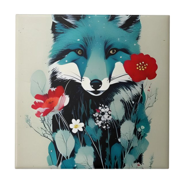 Blue Fox Ceramic Tile (Front)