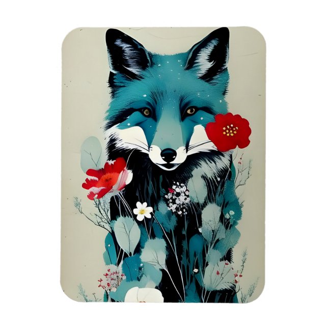 Blue Fox Flexible Photo Magnet (Vertical)