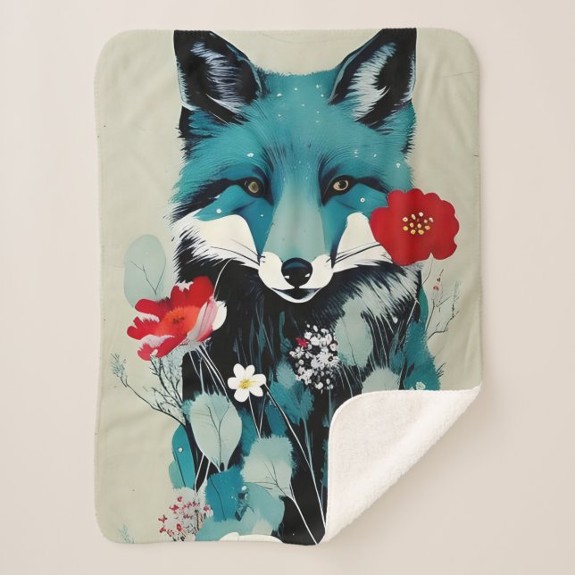 Blue Fox Sherpa Blanket (Front)