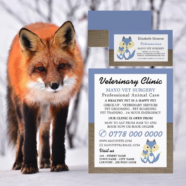 Blue Fox, Veterinarian, Veterinary Service Business Card (Creator Uploaded)