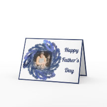  Blue Fractal Art Circle Frame Happy Father's Day