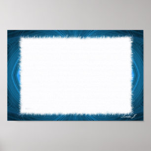 Blue Fractal Border Canvas or Poster