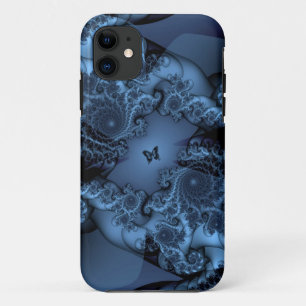 blue fractal butterfly art iphone case