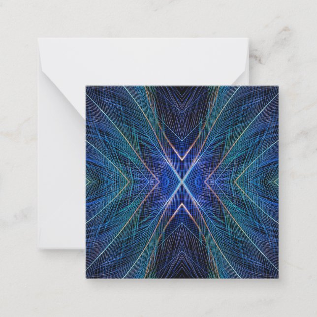 Blue Fractal Feather Design Card (Front)