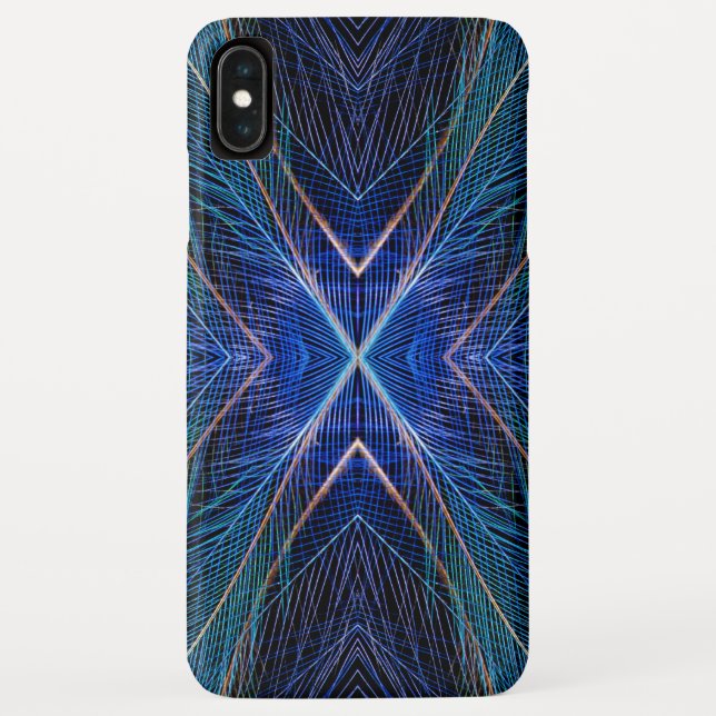 Blue Fractal Feather Design Case-Mate iPhone Case (Back)