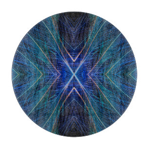 Blue Fractal Feather Design Cutting Board