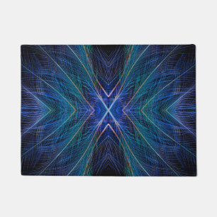 Blue Fractal Feather Design Doormat