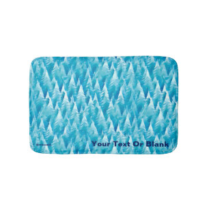 Blue Fractal Forest Bath Mat