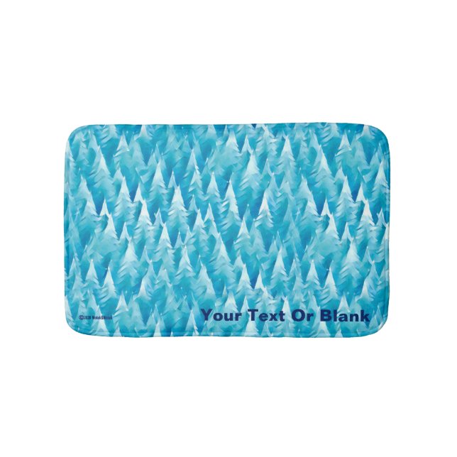 Blue Fractal Forest Bath Mat (Front)