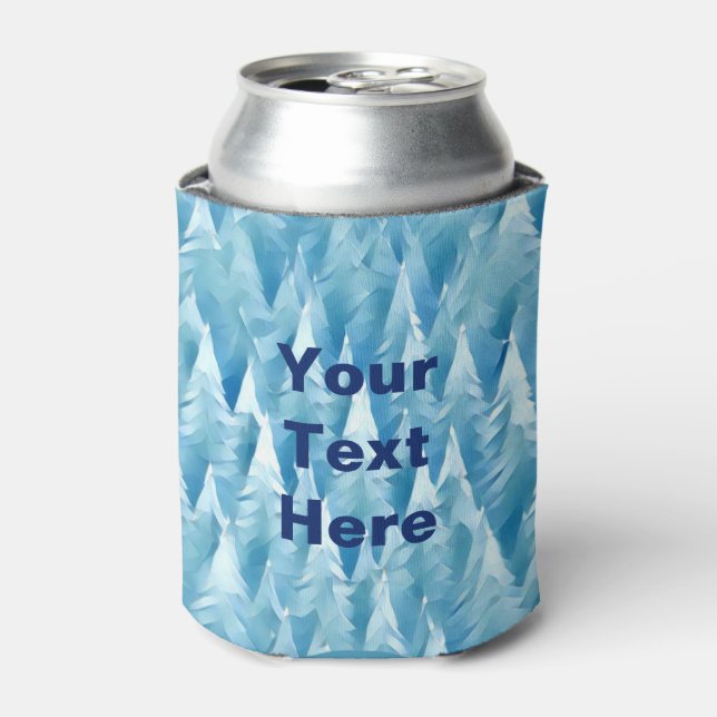 Blue Fractal Forest Can Cooler (Can Front)