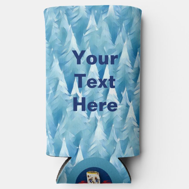 Blue Fractal Forest Can Cooler (Front)