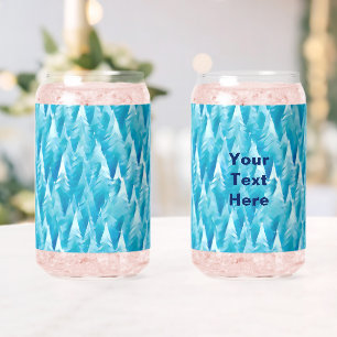 Blue Fractal Forest Can Glass