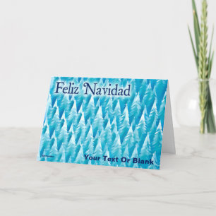 Blue Fractal Forest - Christmas Card