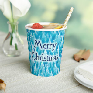 Blue Fractal Forest - Christmas Paper Cups
