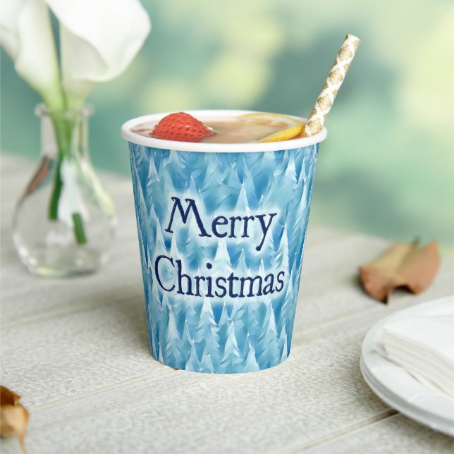 Blue Fractal Forest - Christmas Paper Cups (Insitu)