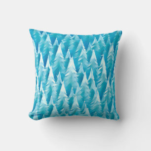 Blue Fractal Forest Cushion
