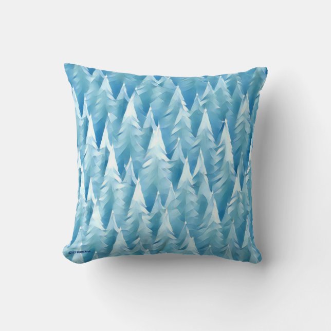 Blue Fractal Forest Cushion (Front)