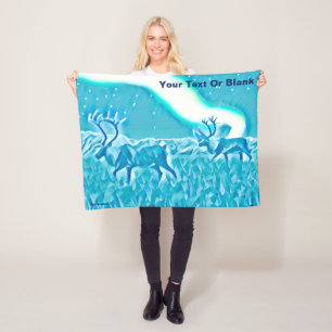 Blue Fractal Forest Fleece Blanket
