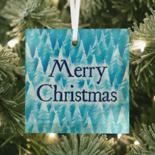 Blue Fractal Forest Glass Tree Decoration