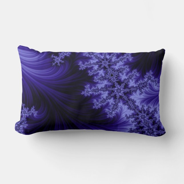 Blue Fractal Lumbar Pillow (Front)