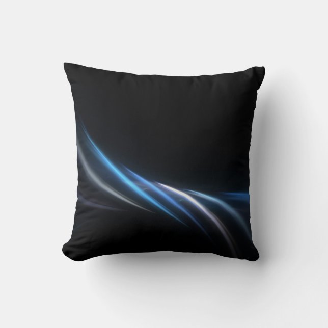 Blue Fractal Plasma Background Cushion (Front)