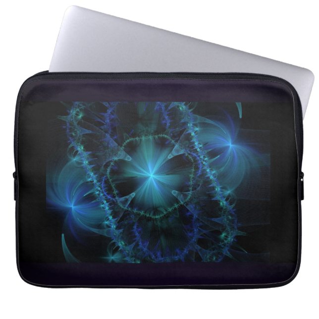 Blue Fractal Space Laptop Sleeve (Front)