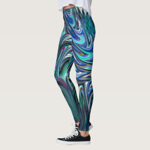 Blue Fractal Swirl Leggings