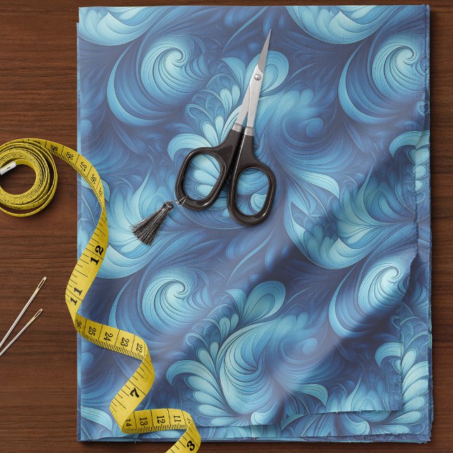 Blue Fractal Waves Fabric (Creator Uploaded)