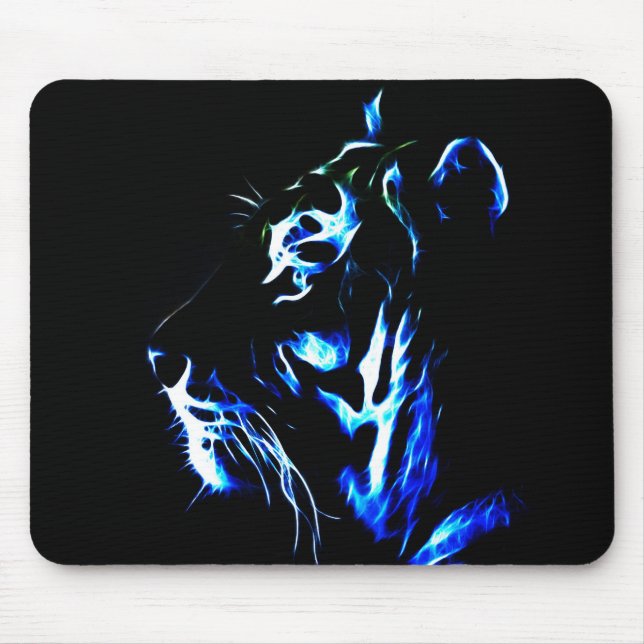 Blue Fractalius Tiger Mouse Pad (Front)
