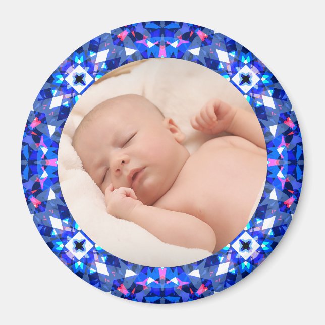 Blue Frame Baby Boy Grandparent’s Gift Photo Magne Magnet (Front)