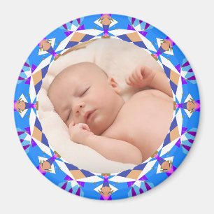 Blue Frame Baby Boy Grandparent’s Gift Photo Magnet