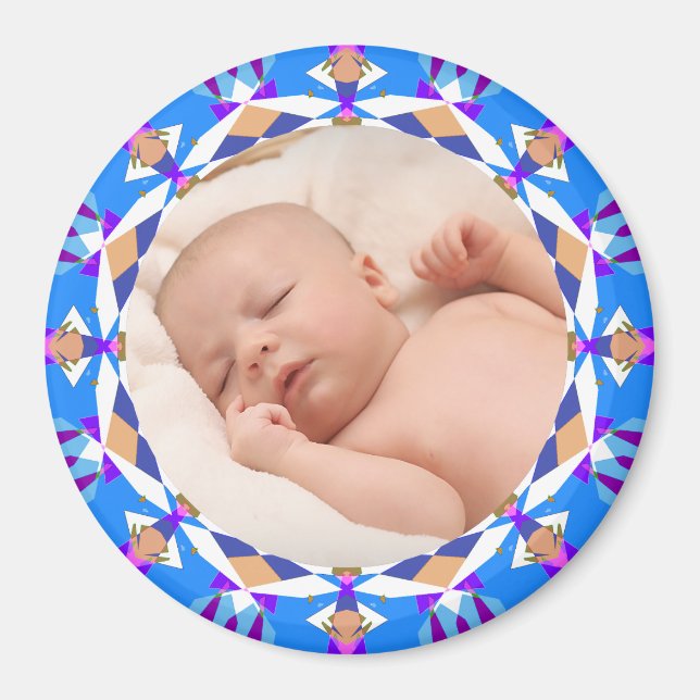 Blue Frame Baby Boy Grandparent’s Gift Photo Magnet (Front)