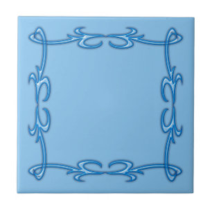 Blue frame ceramic tile