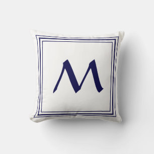 Blue Frame Monogram Letter Minimalistic Cushion